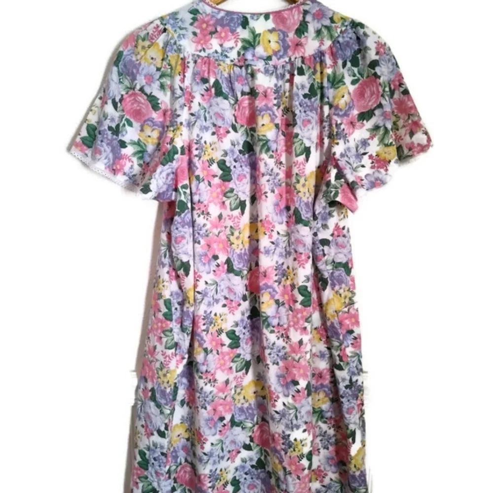 Beautiful Cottagecore Floral House Dress / Coat Grandmacore Size Large - Picture 3 of 4